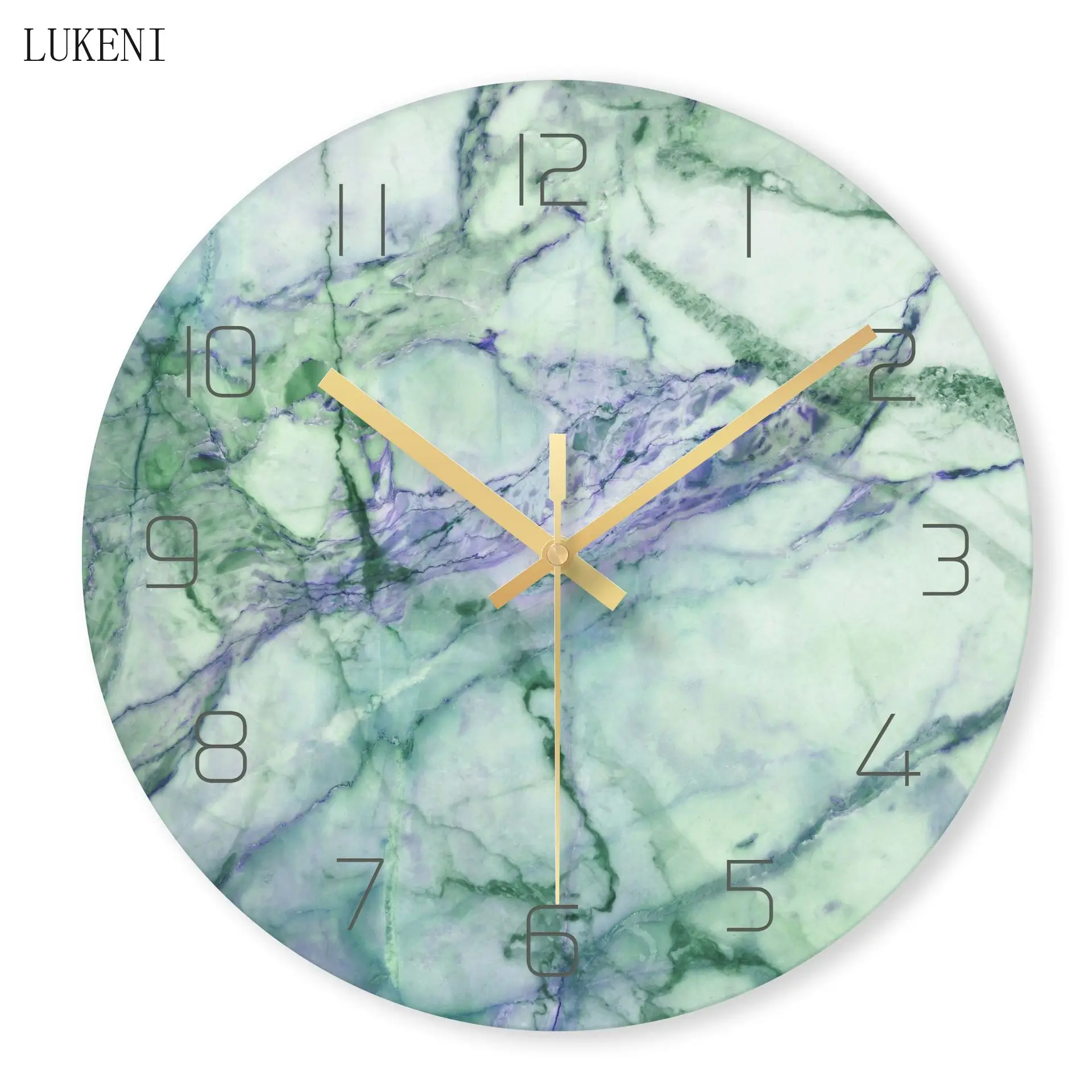 Настенные часы из закаленного стекла с белыми мраморными дорожками домашний