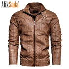 Aliksada для мужчин 2021 Зимняя Повседневная стильная обувь для поездок на мотоцикле мужская кожаная куртка из искусственная (-ый) искусственной кожи на молнии куртка тренд пальто узкого кроя мужские M-5Xl
