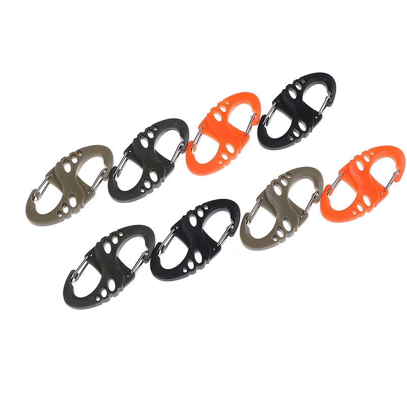 10 шт./лот мини пластиковый стальной карабин s типа с двойной пряжкой EDC брелок