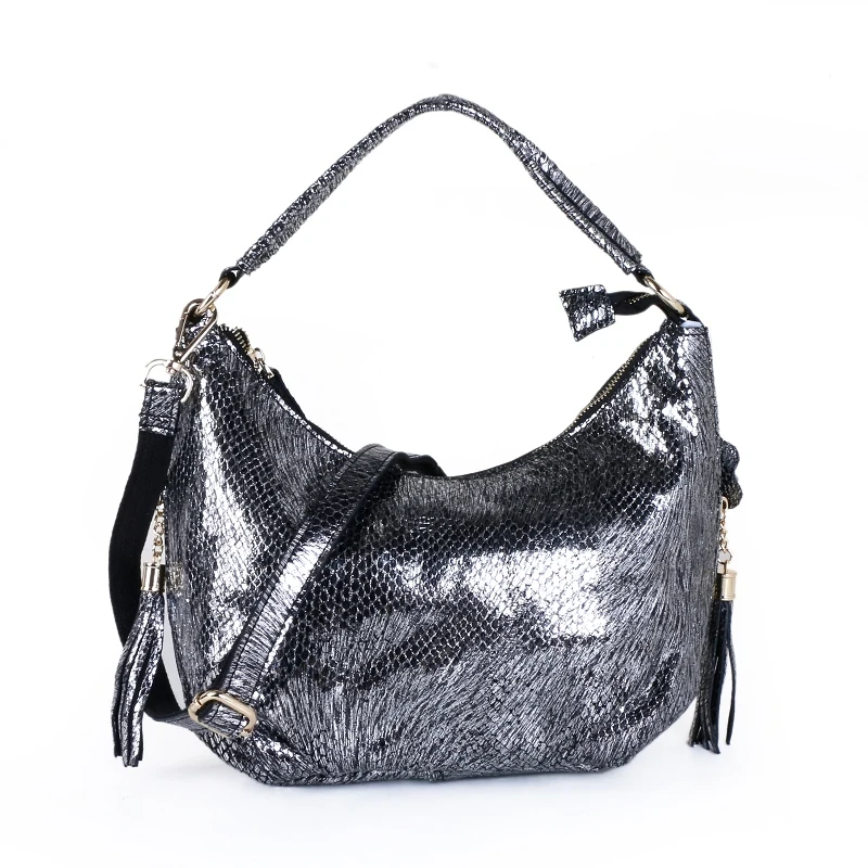 Fashion Vegan Leather Women Hobo Ladies Soft  Bag Casual Tassel  Crossbody Handbag Female Large Tote Snake leather bag