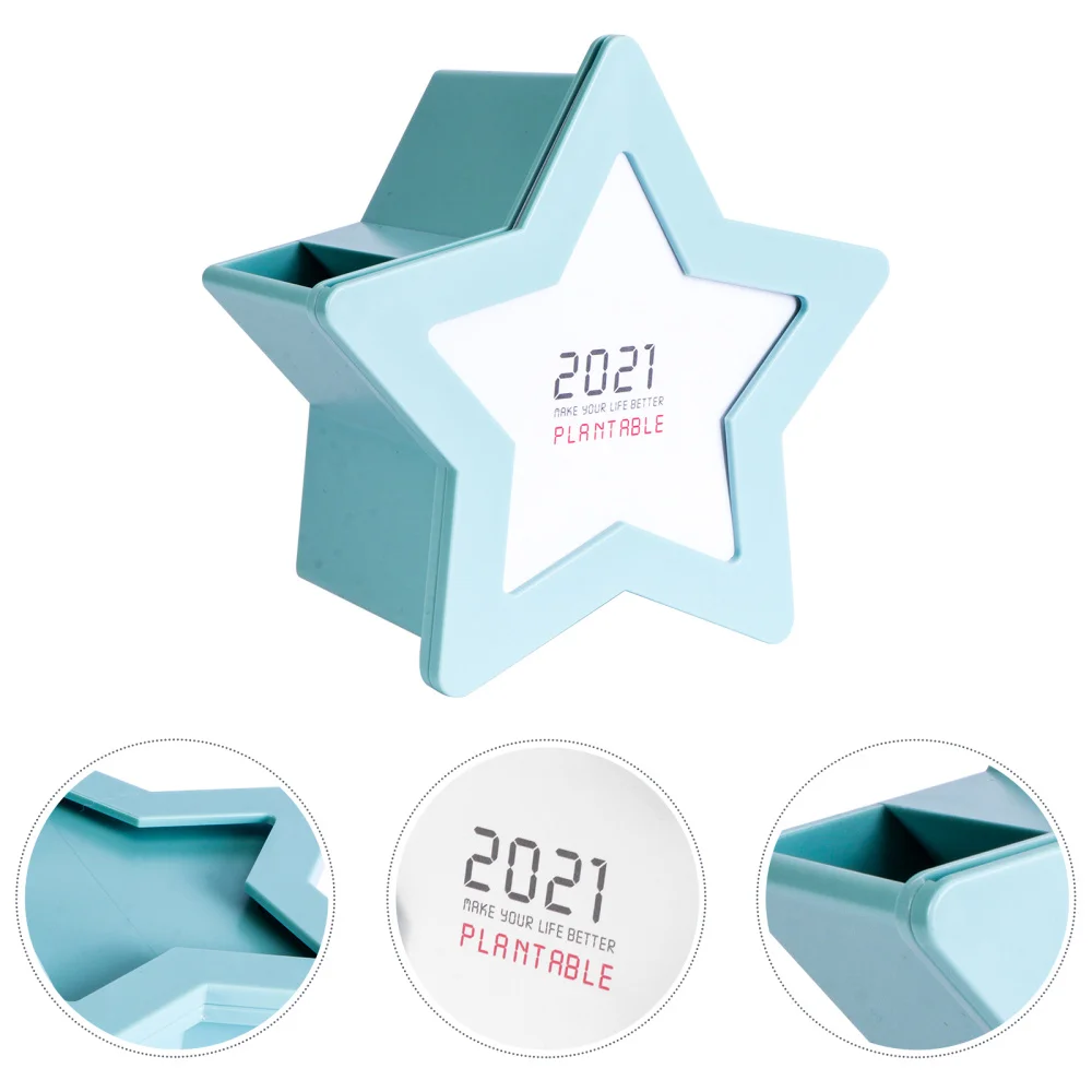 

2021 Fashion Desktop Calendar Decoration Simple Pen Container Star Shaped Storage Box(Green)
