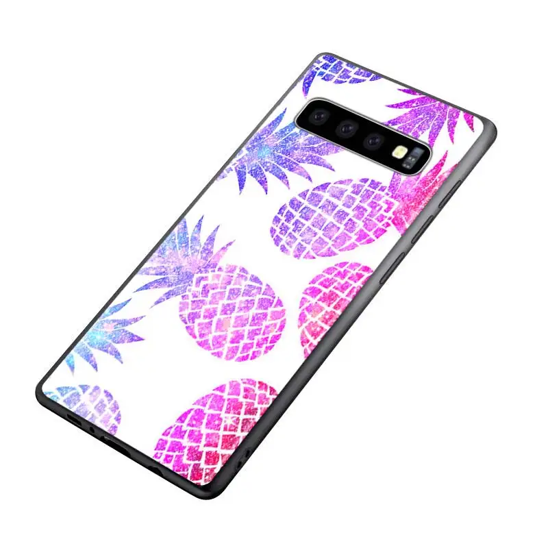 

Silicone Black Cover Colorful Pineapple for Samsung Galaxy Note 10 Pro 9 8 Plus S10 5G S9 S8 S7 Plus S6 Phone case