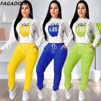 fagadoer fashion women tracksuit autumn letter print pullover and legging pants sportswear winter long sleeve outfits 2021