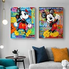 Постер и принты из мультфильма Disney, Художественная Картина на холсте с изображением граффити, настенное украшение для покупок с Микки Маусом, декор для комнаты