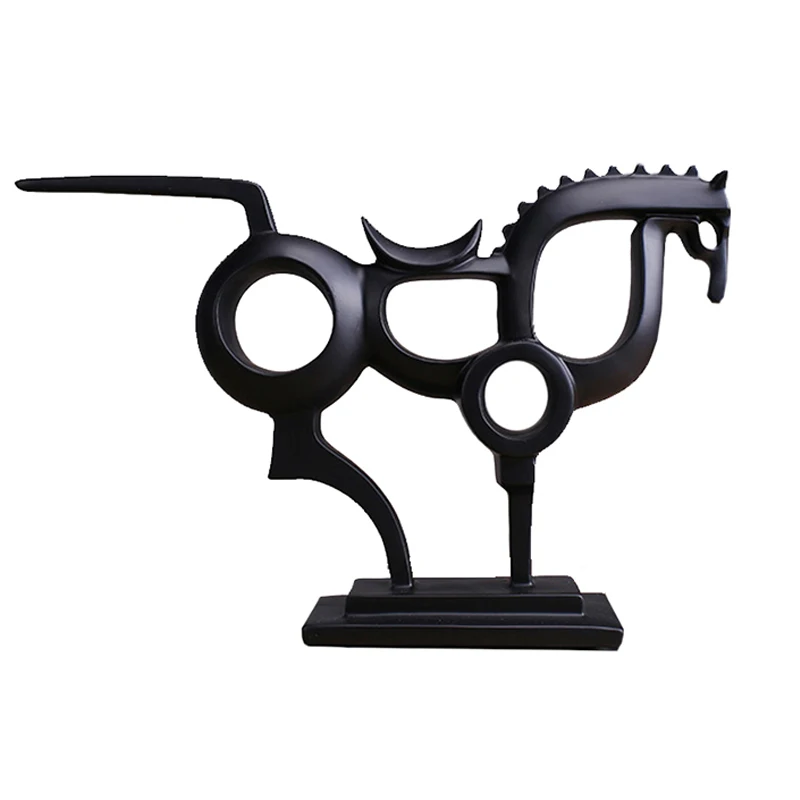 Новый дизайн скульптура Военная лошадь Черная украшение для дома статуэтки