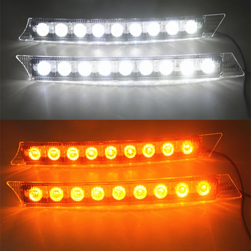 2x авто 9LED белый ходовой огонь DRL желтая лампа поворота 12 В. поворотные огни|daytime