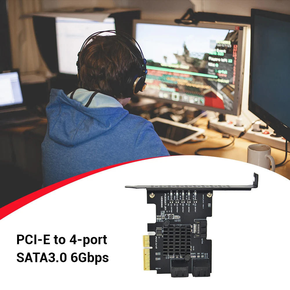 

PCI-E 4X GEN3 SATA 3.0 Expansion Card 5 Port Full Speed 6G Transfer Expansion IPFS Hard Disk JMS585 for Win7 8 10 Linux