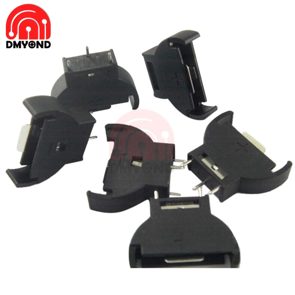 Держатель для батарей CR2032 черная пластиковая коробка 10 контактов вертикальный