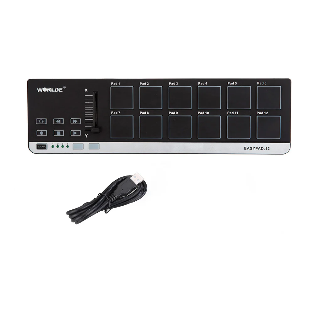 Высококачественный портативный MIDI-контроллер EasyPad.12 Mini USB 12 Лидер продаж 4 банки