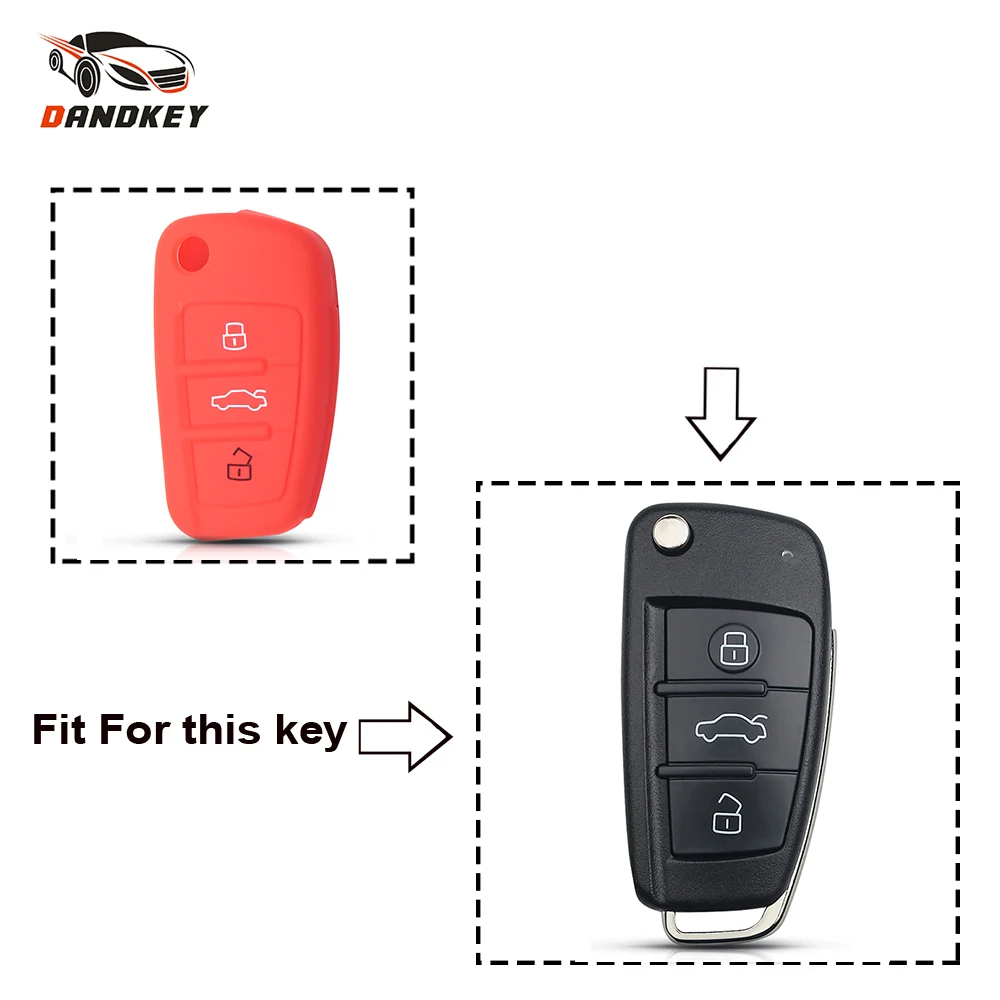 

Dandkey для Audi A3 A4 B7 B6 B8 A6 C5 C6 Q5 Q7 A4L Защитная крышка авто флип ключ аксессуары для стайлинга автомобилей Силиконовые Ключ Чехол