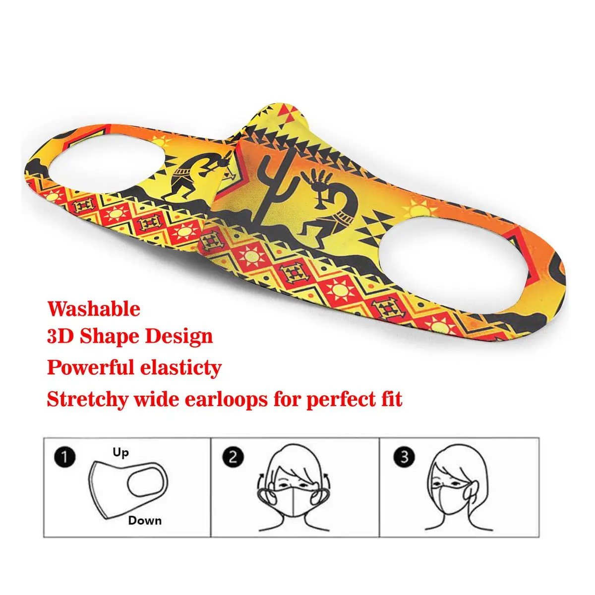 

Dust Mask Southwest Sunset Kokopelli Mouth Face Mask for Adult Kids Windproof Washable Reusable