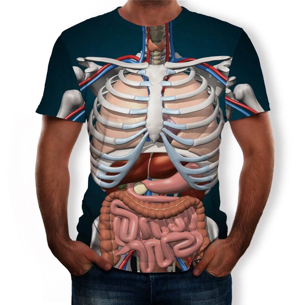 Футболка с коротким рукавом и круглым вырезом 3D принтом Bone Organs 2020 Летняя женская