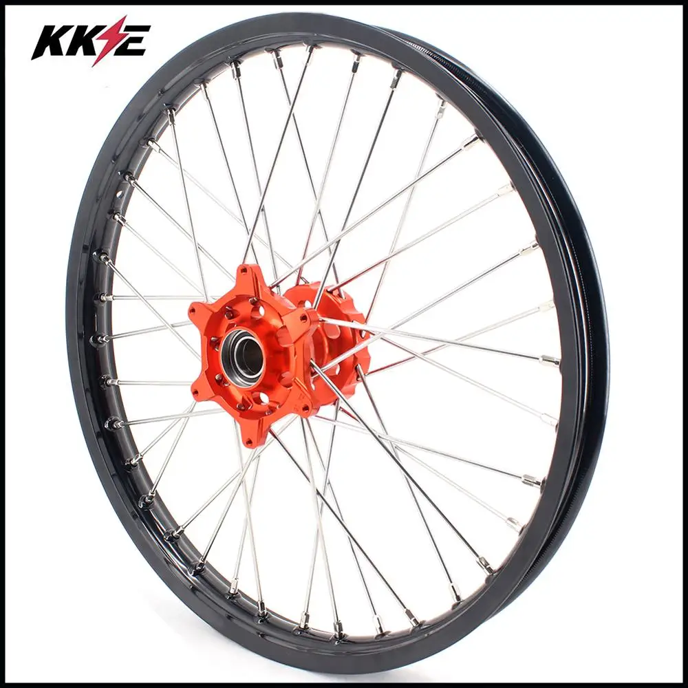 Набор колес KKE 21& 18 Cush Drive Enduro для KTM 690 Enduro R 2008- оранжевые ступицы черные диски
