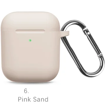 06 Pink sand Жидкие силиконовые наушники корпус для AirPods анти-грязь APPLE airpods чехол розовый черный темно-синий желтый красный - Цвет: 06 Pink sand