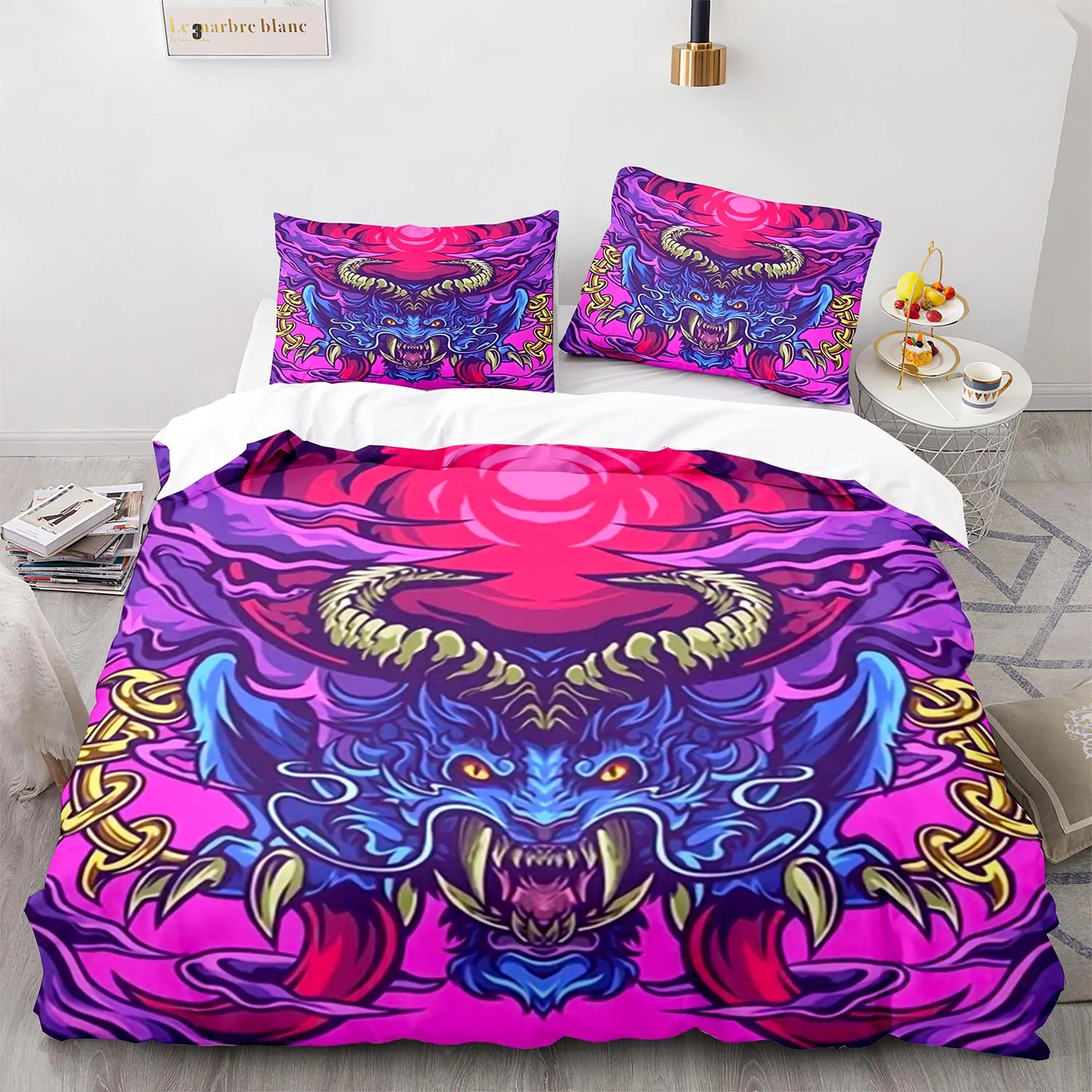 

Набор постельного белья сатана 019, односпальный, двойной, полноразмерный, Королевский, Королевский, демонический Комплект постельного бель...