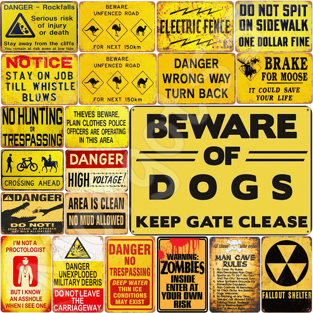 

Classic warning decorative painting factory decoration warning tin painting decorative metal tin sign plaque posters