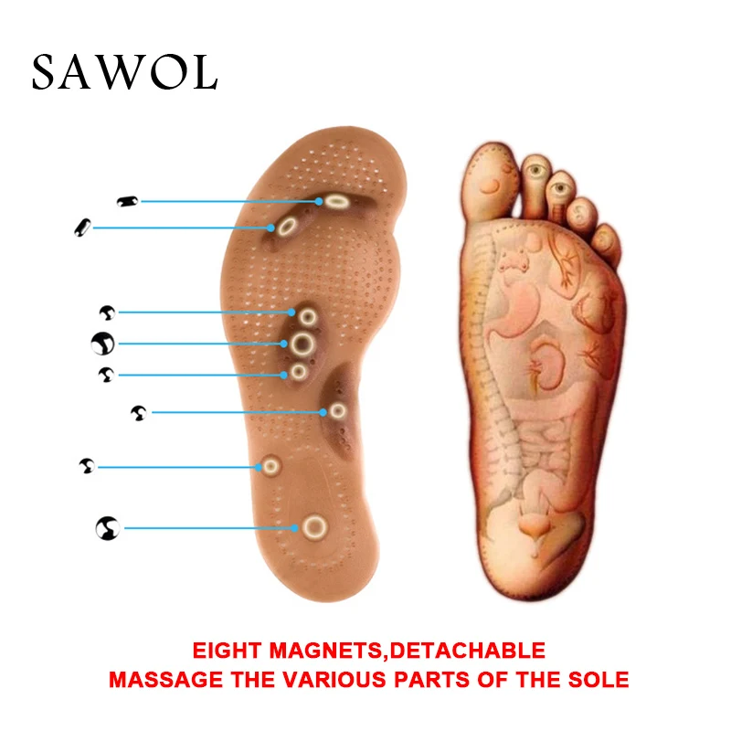 Magnetic Therapy Insoles Magnet Massage Shoes Insert Pad For Women Men Casual Flats Unisex Plus Big Sizes Sawol | Обувь
