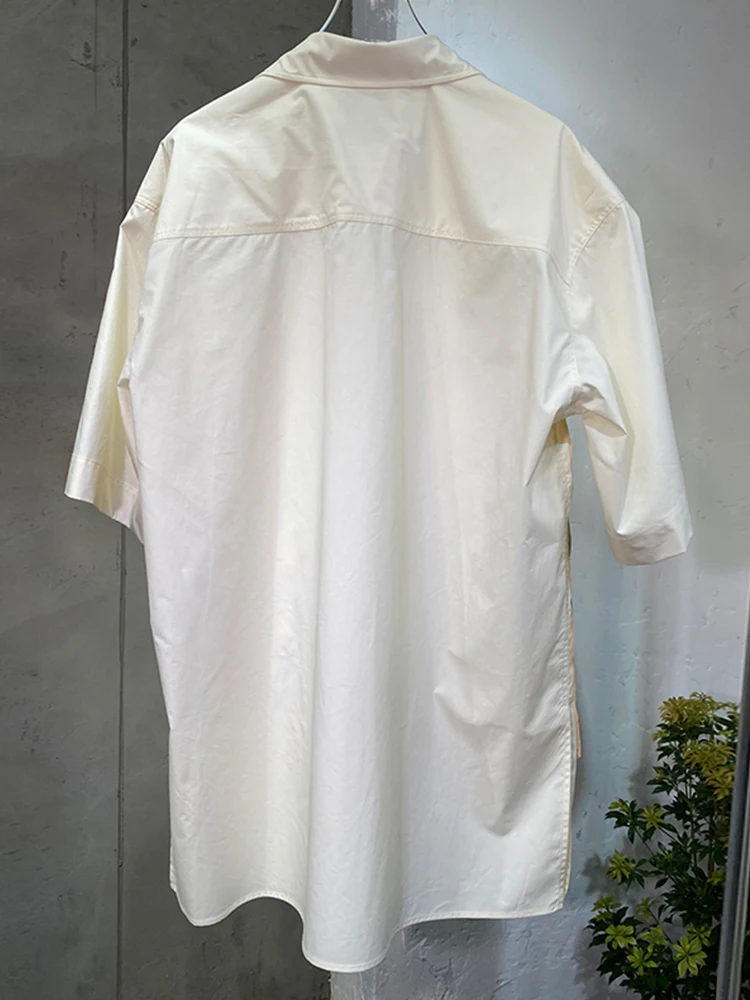 Женская свободная рубашка с принтом лацканами и разрезом сбоку Модный