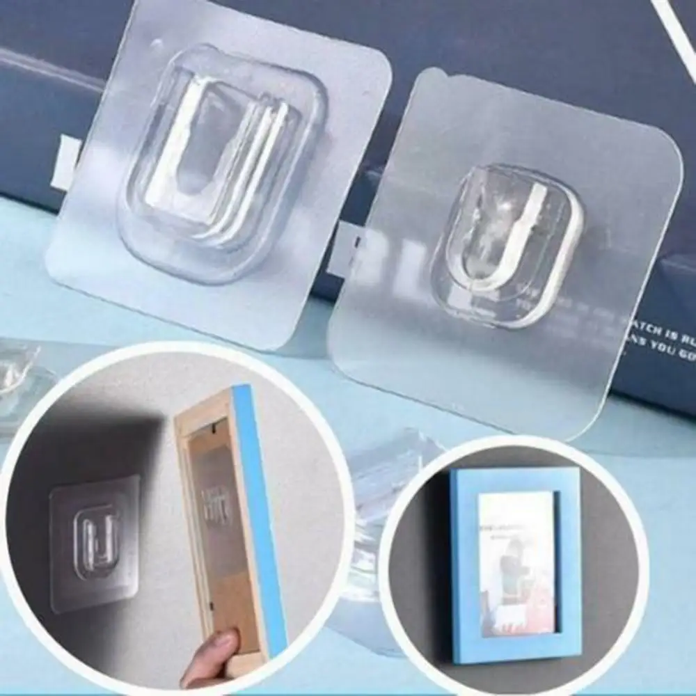 

6Pcs Self-Adhesive Punch Free Storage Wall Hook Strong Transparent Suction Cup Home Hanger Holder Bathroom Wall Storage Holder