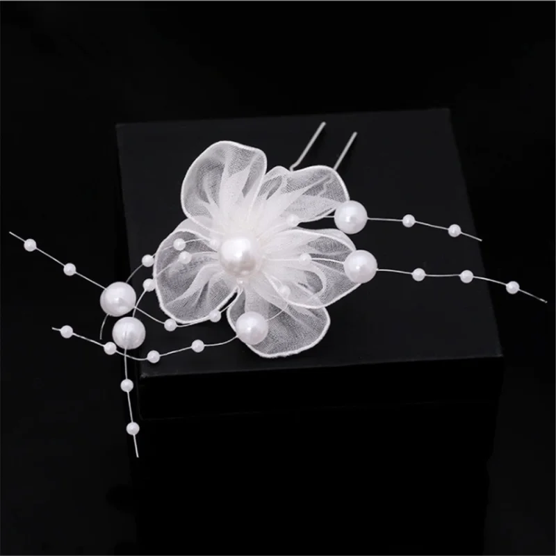 1pcs Bridal Wedding Red White Lace Pearl Flower Hair Pin Clip Handmade Headpiece For Women Girls Party Jewelry |
