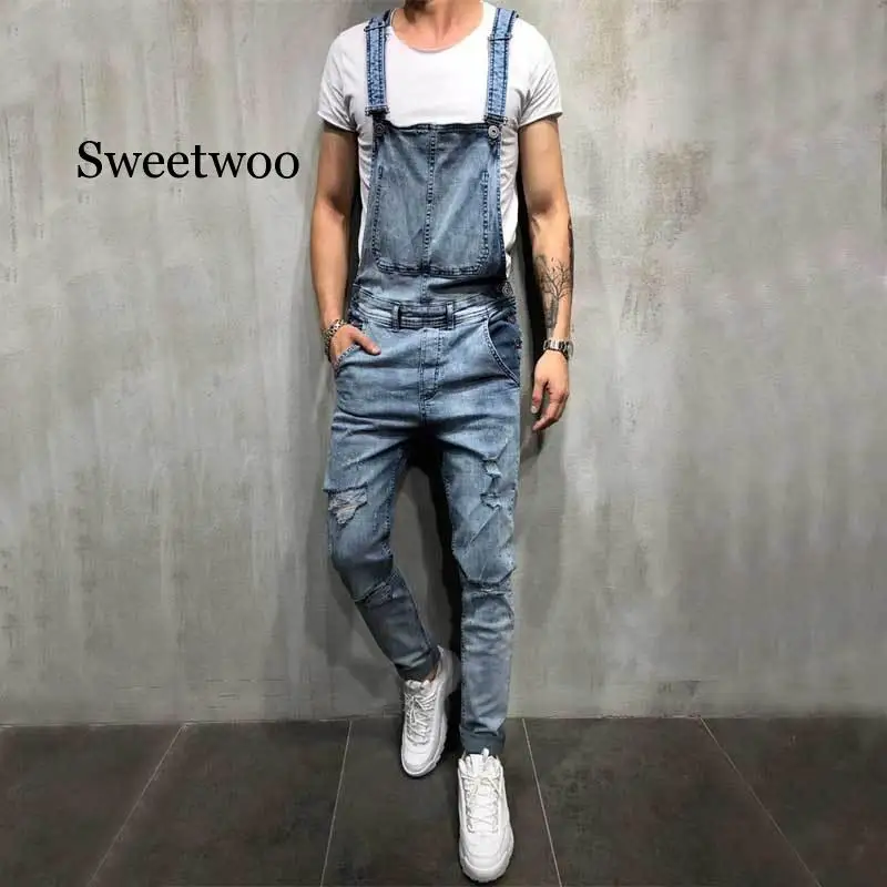

Модные мужские рваные джинсовые комбинезоны Hi Street комбинезон из потертого денима комбинезон для мужчин брюки на подтяжках Размер S-XXXL