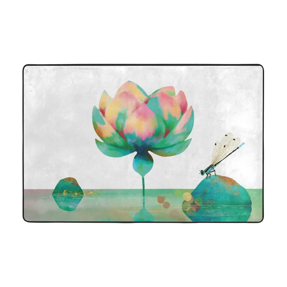 

Изумрудно-зеленый Лотос, водонепроницаемый садовый коврик, коврик, ковер, полиэстер, противоскользящий напольный Декор для ванной, кухни, балкона, 60x90