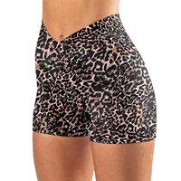 womens shorts leopard print high v waist workout shorts printed casual fitness sport push up gym training bottoms