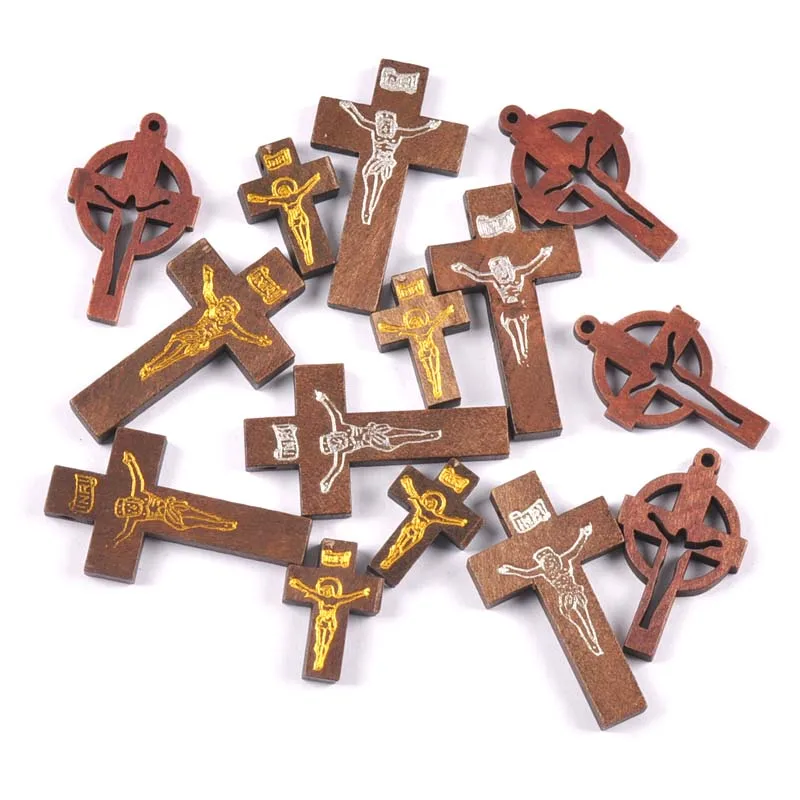 Иисус крест подвески цинковый сплав деревянные украшения подвесные Подарки