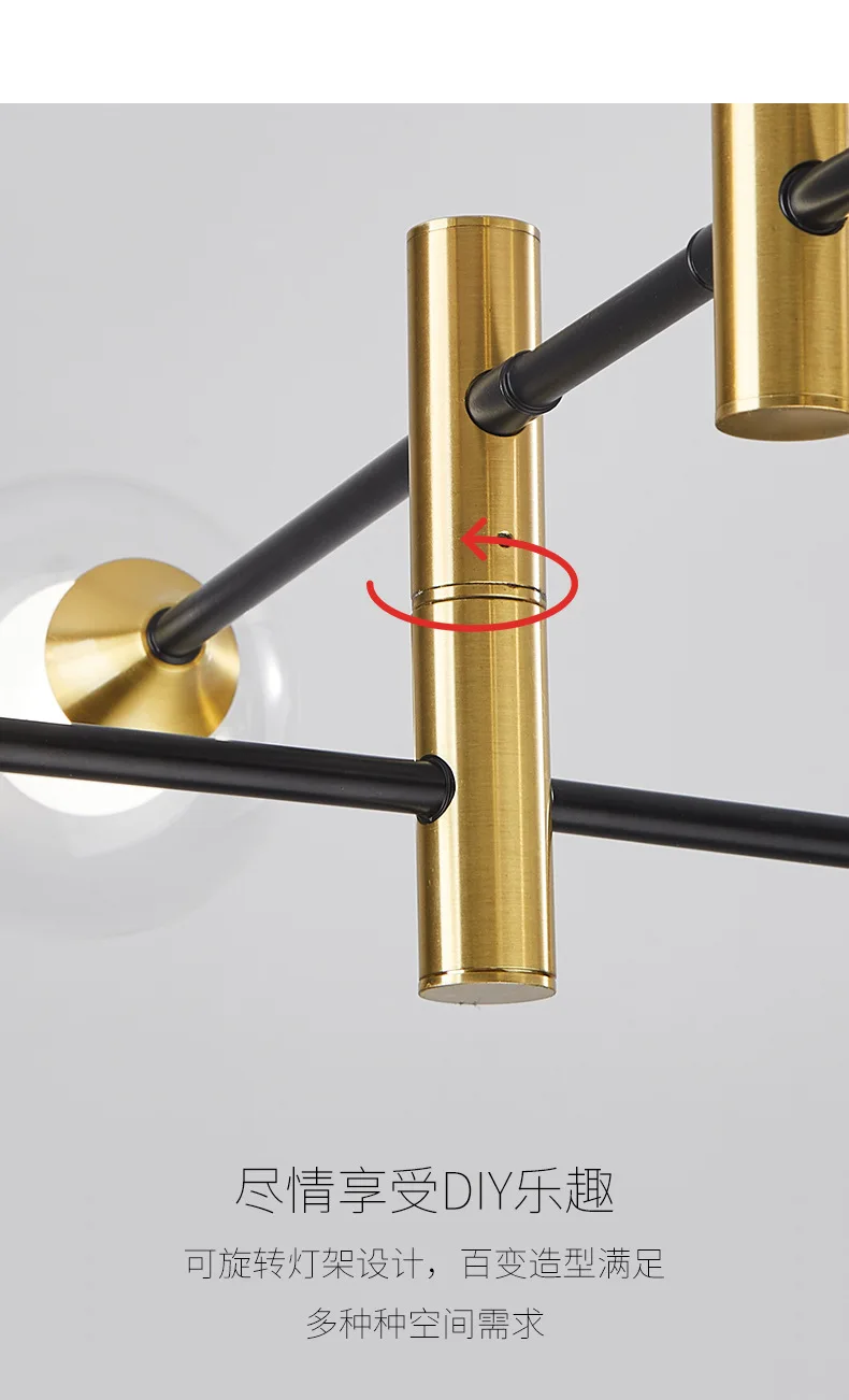 

Nordic Glass Ball Chandelier Lighting Modern Living Room Chandelier Creative Hanging Light Home Indoor Branch Suspension Lamp