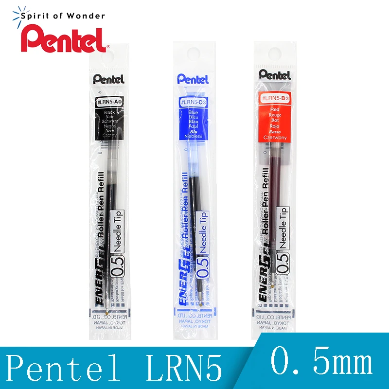 Pentel-Punta de aguja de recarga LRN5, bolígrafo de Gel para BLN75/105, 0,5mm, suministros de firma de oficina para estudiantes, 12 Uds.