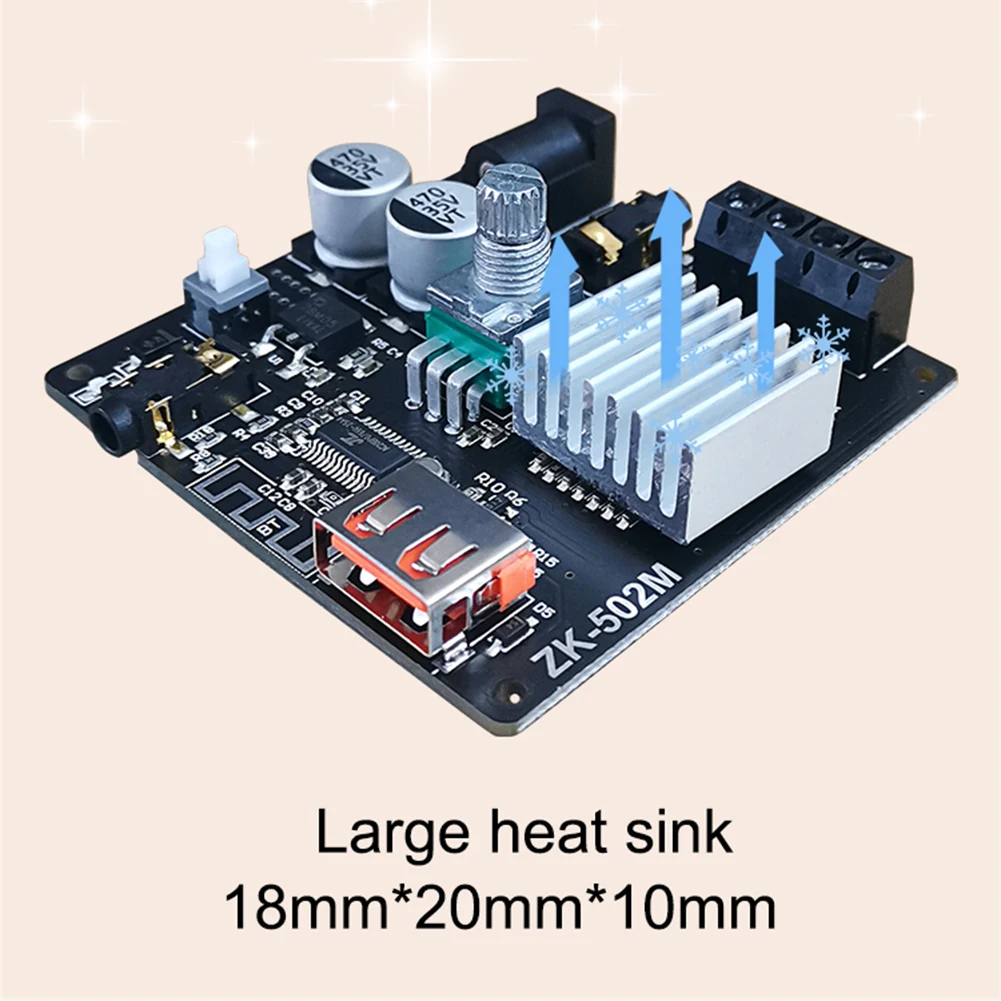 

ZK-502M Mini Bluetooth-Compatible 5.0 Power Audio Amplifier Board 50WX2 Stereo Music Amplificad Module Home Theater AUX