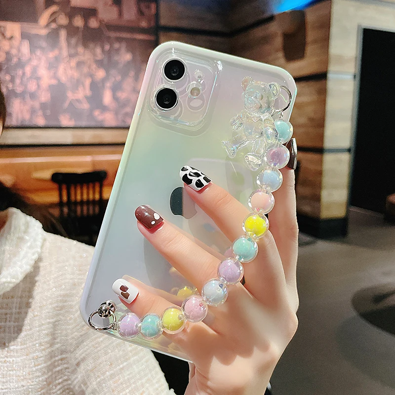 

Hand catenary Transparent Color Case For iPhone 12 12ProMax 12pro 11ProMax 11Pro Doll PC TPU back cover cases for girls