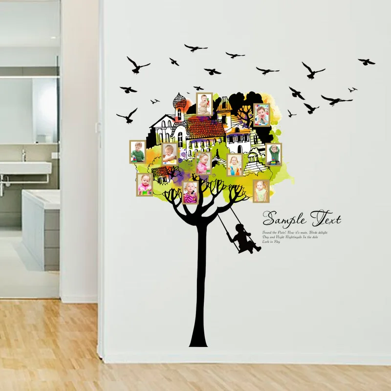 

Tree House photo frame swing children's room kindergarten cartoon wall sticker bedroom living room REMOVABLE DECAL