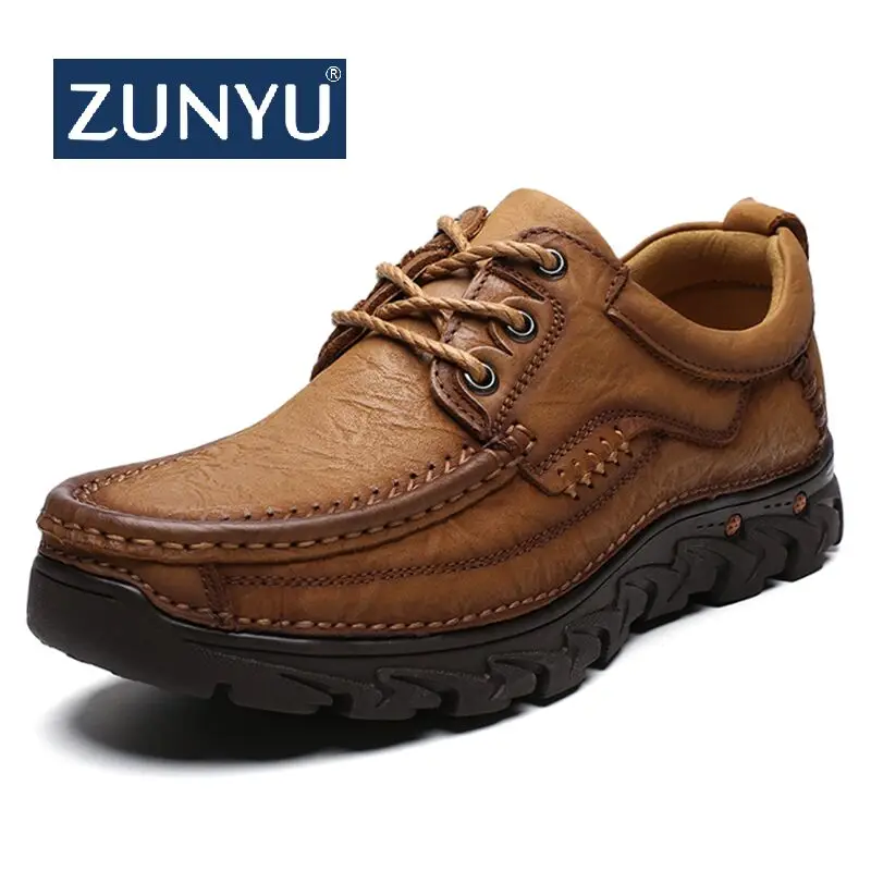 ZUNYU/высококачественные осенние мужские удобные кроссовки; водонепроницаемая обувь; кожаные кроссовки; модная повседневная мужская обувь; большие размеры 38-46