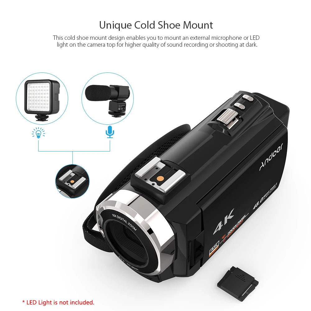 Andoer 4K 1080P 48MP 16X Zoom сенсорный экран Wi Fi ночная съемка цифровая видеокамера рекордер
