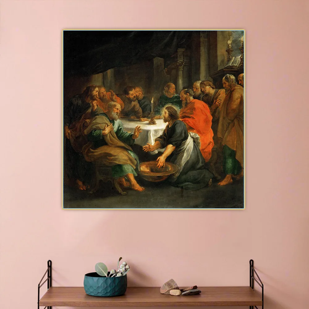 

Holover Canvas Oil Painting Peter Paul Rubens"Christ Washing the Apostles Feet"Baroque Art Wall Art Aesthetic Home Decoration