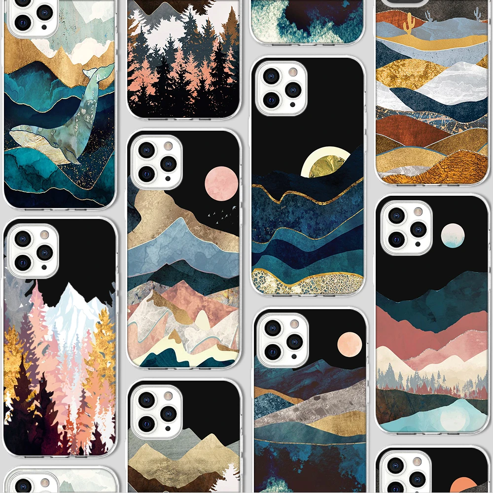 

ciciber Funda Case for Iphone 13 Case for IPhone 12 13 11 Pro XR 7 X XS MAX 8 6 6S Plus 5S SE 2020 TPU Vogue Landscape Painting