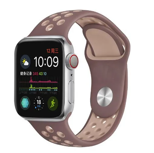 Мягкий силиконовый спортивный ремешок для apple watch ремешок 40 мм 44 мм браслет для iwatch 5 4 3 2 1 дышащий ремешок для часов 42 мм 38 мм - Цвет ремешка: smokey mauve fog
