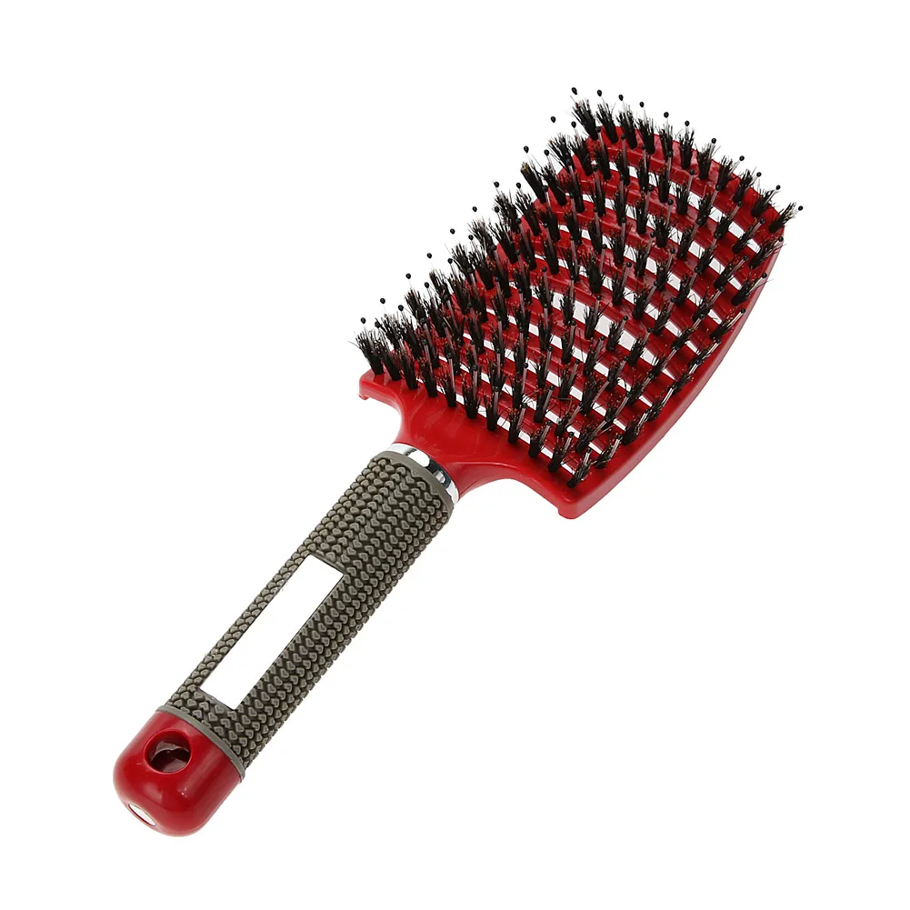

Scalp Massage Comb Bristle Curly Detangle Hair Brush Style Tools (Red)