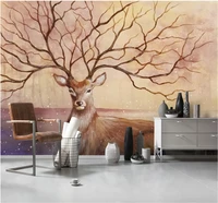 modern hand painted elk nordic style bedroom tv background wall custom wallpaper mural 8d waterproof wall covering