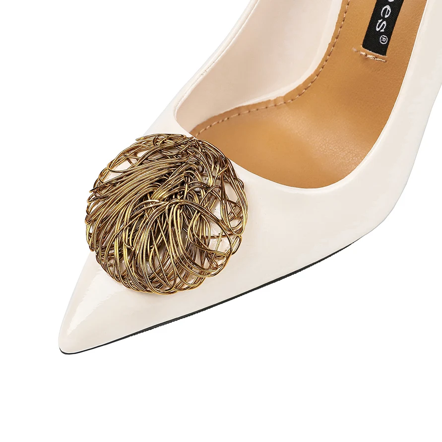 Туфли-лодочки женские на высоком каблуке 9 см с металлической пряжкой | Обувь