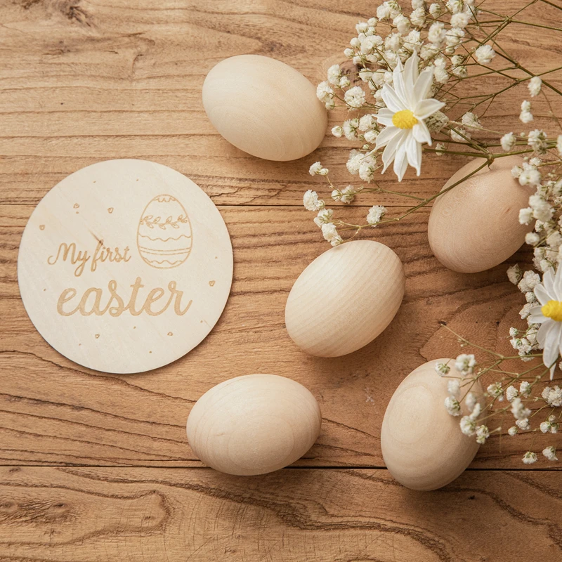 Mordedura de 5,5x4cm, grabado con l&aacute;ser personalizado huevo de Pascua, huevo de madera artesanal, regalo &uacute;nico para ni&ntilde;os, decoraci&oacute;n de Pascua-5