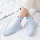 Носки женские, из носки с принтом в форме сердца хлопка, эластичные, черные, желтые, белые