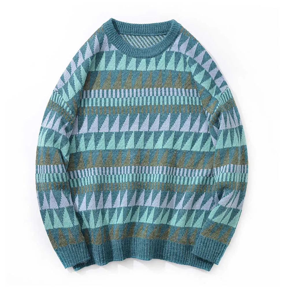 

Japanese Style Round Neck Loose Pattern Sweater Men Youth Trend Casual Oversize Knit Pullovers Sweater