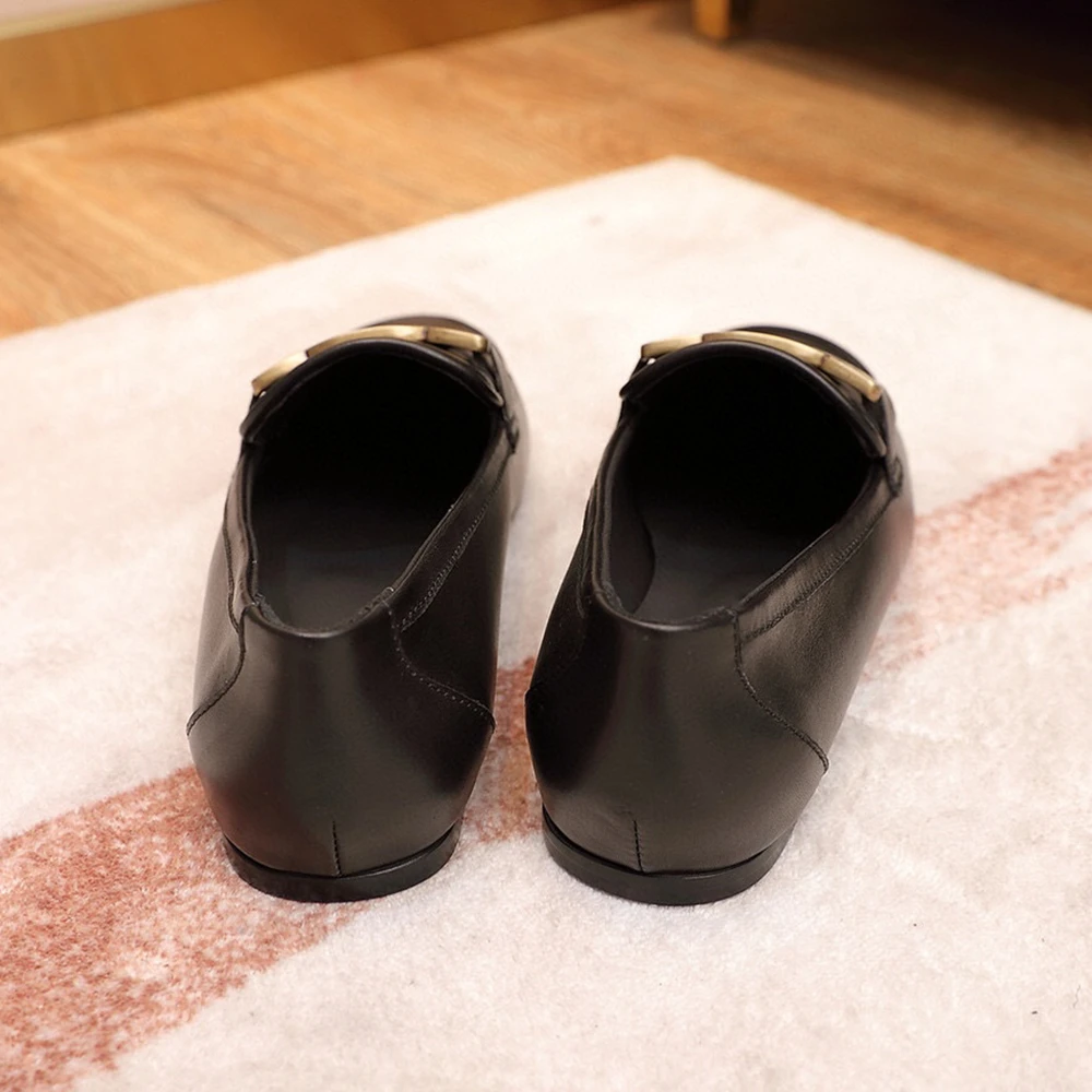 

2021 new leather Women's Layfoot shoes fashion metal button Women's Layfu shoes comfortable Women's Loofu shoes 34-40