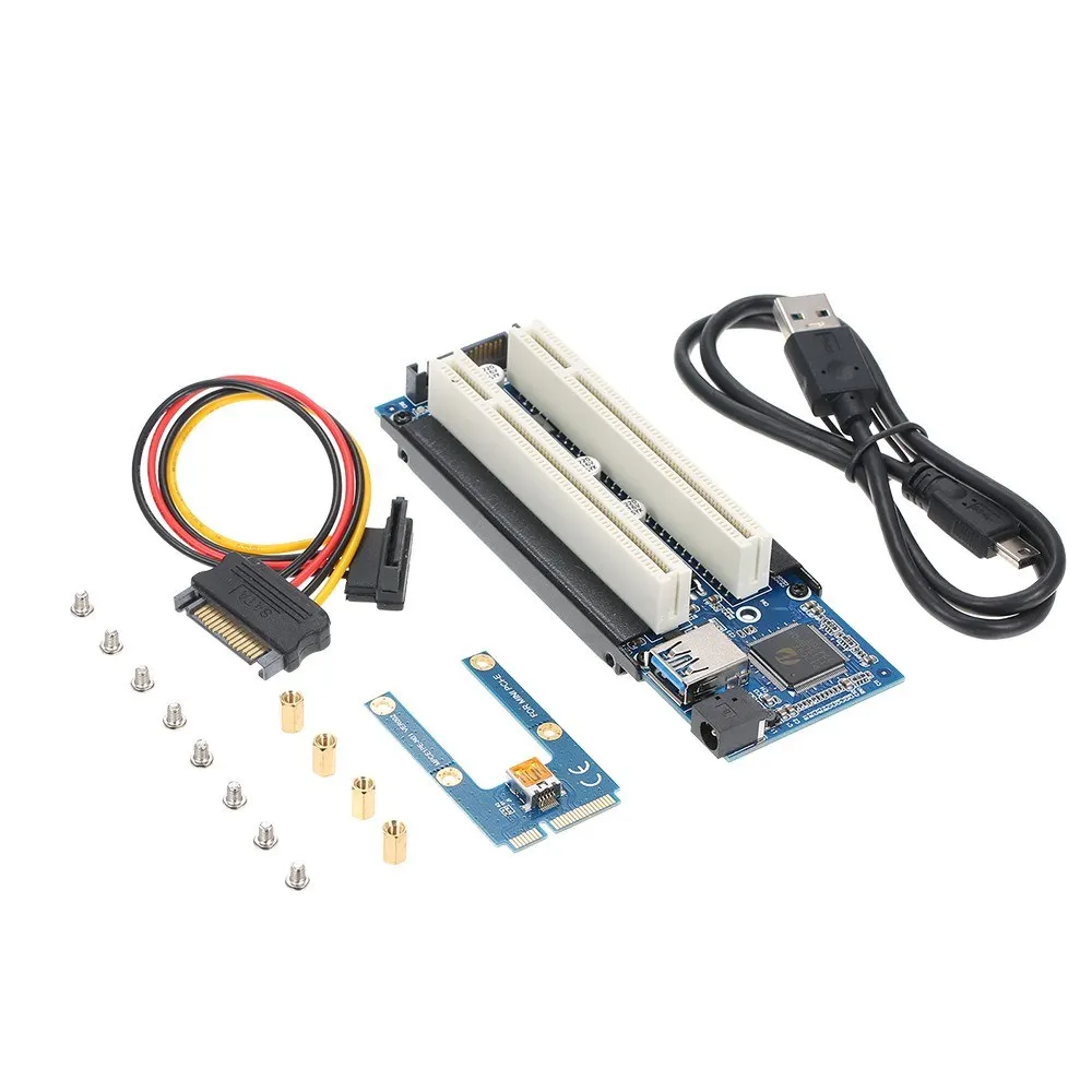 Mini PCI E к двойной карте адаптера PCIe 2 портам плата расширения переходника с кабелем