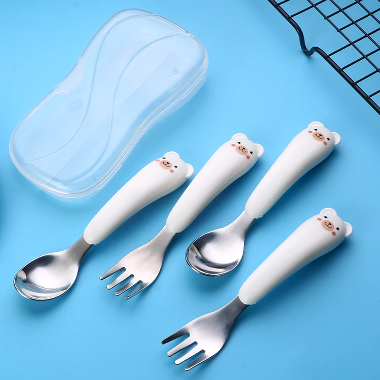 

children cartoon tableware set baby dinnerware baby spoon fork for kids with box