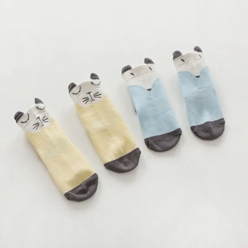 Hilittlekids/Детские носки хлопковые нескользящие Гольфы с рисунком лисы и кошки