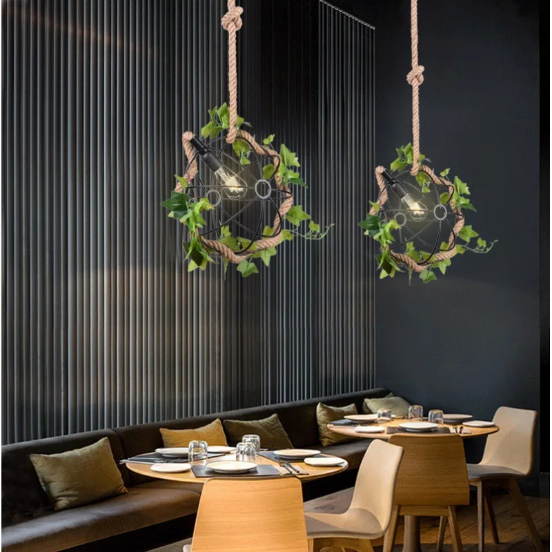 

Simulation Green Plant Pendant Lamps Creative Modern Simple Plant Hanging Lights For Restaurant Coffee Shop Clothing Shop