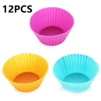 12 pcs cake moulds round muffin baking tools home diy kitchenware practical safe food grade silicone cake cupcake liner cup mold